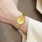 LIGE Elegant Square Quartz Watch – Gold Stainless Steel