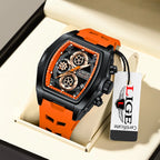 LIGE Men's Orange Sports Chronograph Watch