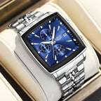 LIGE Men's Square Luminous Chronograph Watch