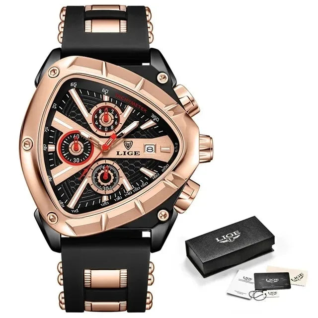 LIGE Men's Triangle Sports Chronograph Watch