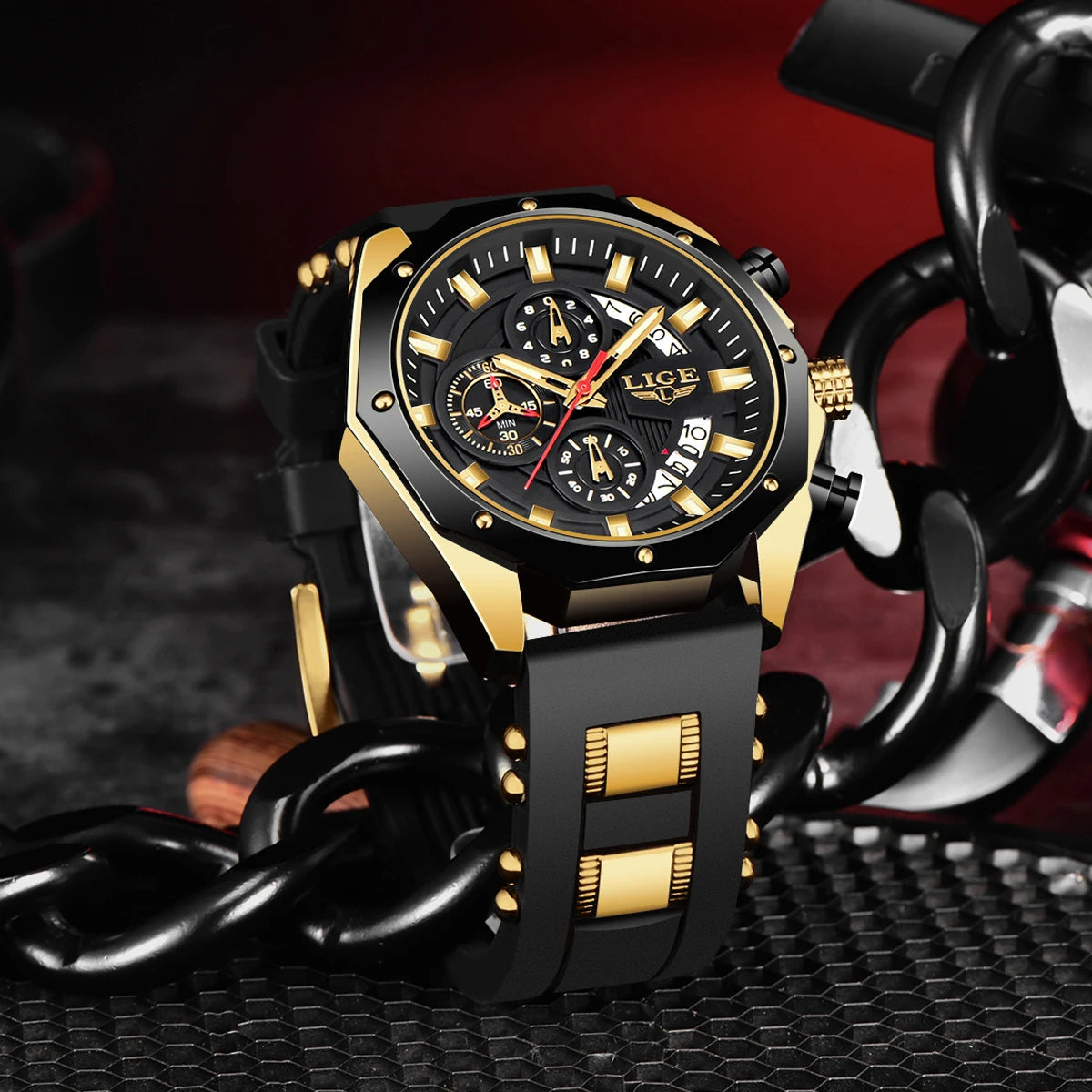 LIGE Men's Sports Chronograph Watch