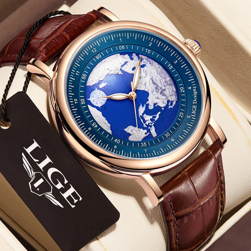 LIGE Blue Planet Creative Watch