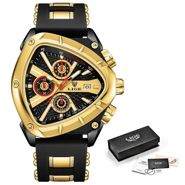 LIGE Men's Triangle Sports Chronograph Watch