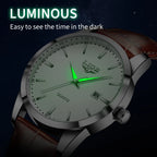 LIGE Men's Military Leather Quartz Watch