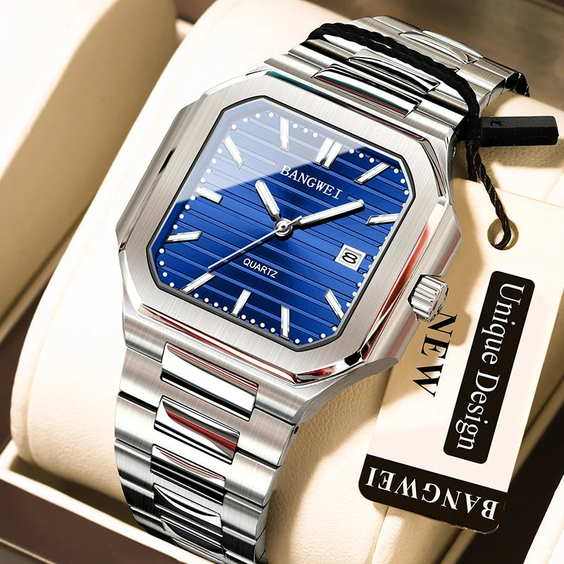 BANGWEI™ Classic Business Quartz Watch – Stainless Steel Edition