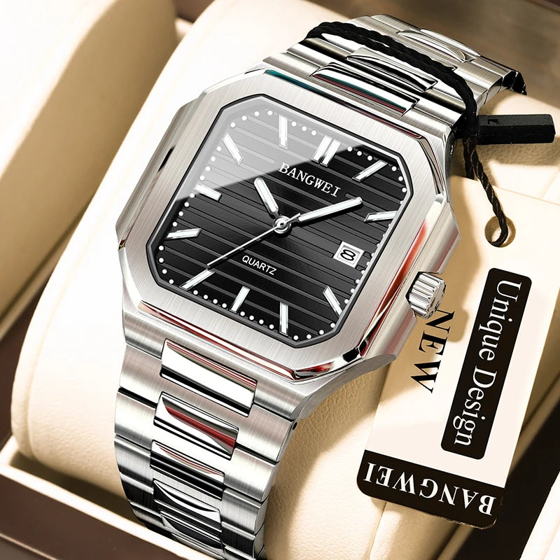 BANGWEI™ Classic Business Quartz Watch – Stainless Steel Edition