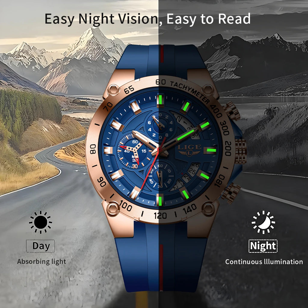 LIGE Men's Military Sports Chronograph Watch
