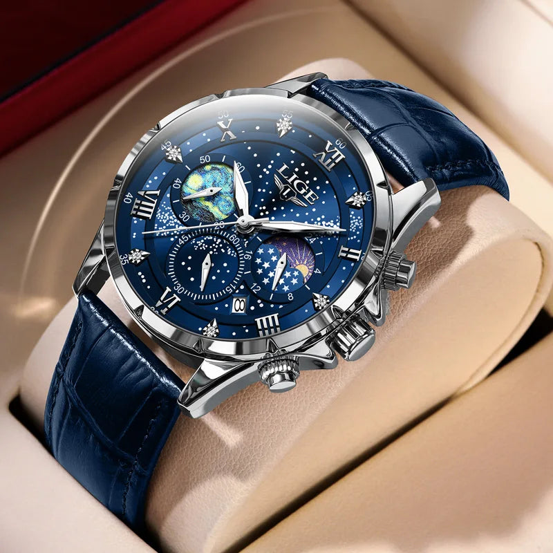 LIGE Starry Night Moon Phase Watch