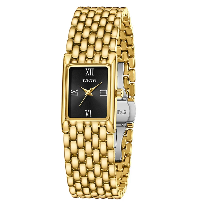 LIGE Women's Golden Steel Bracelet Watch