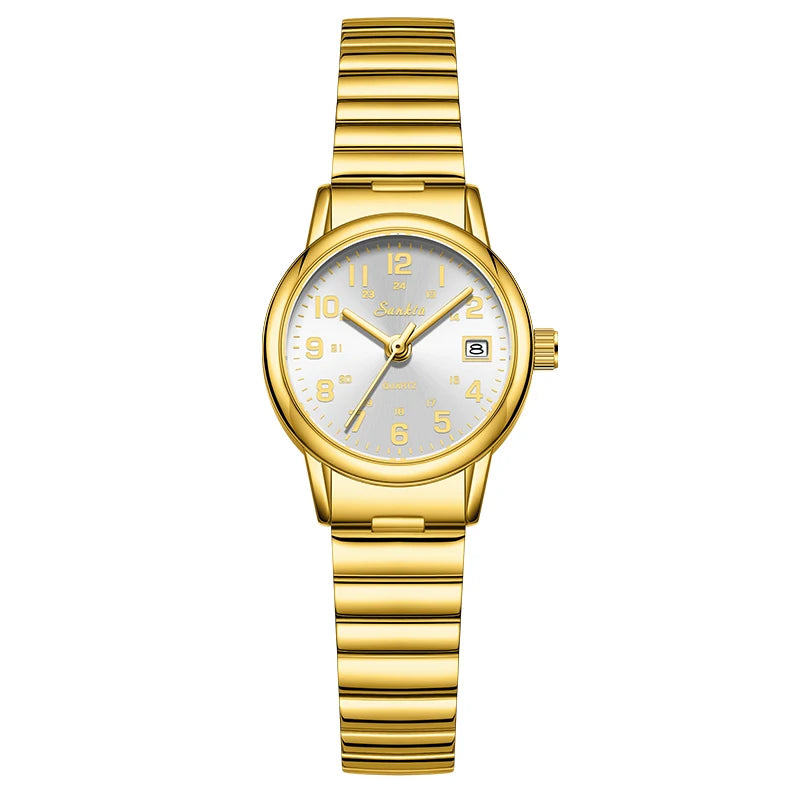 SUNKTA Women's Golden Stainless Steel Watch