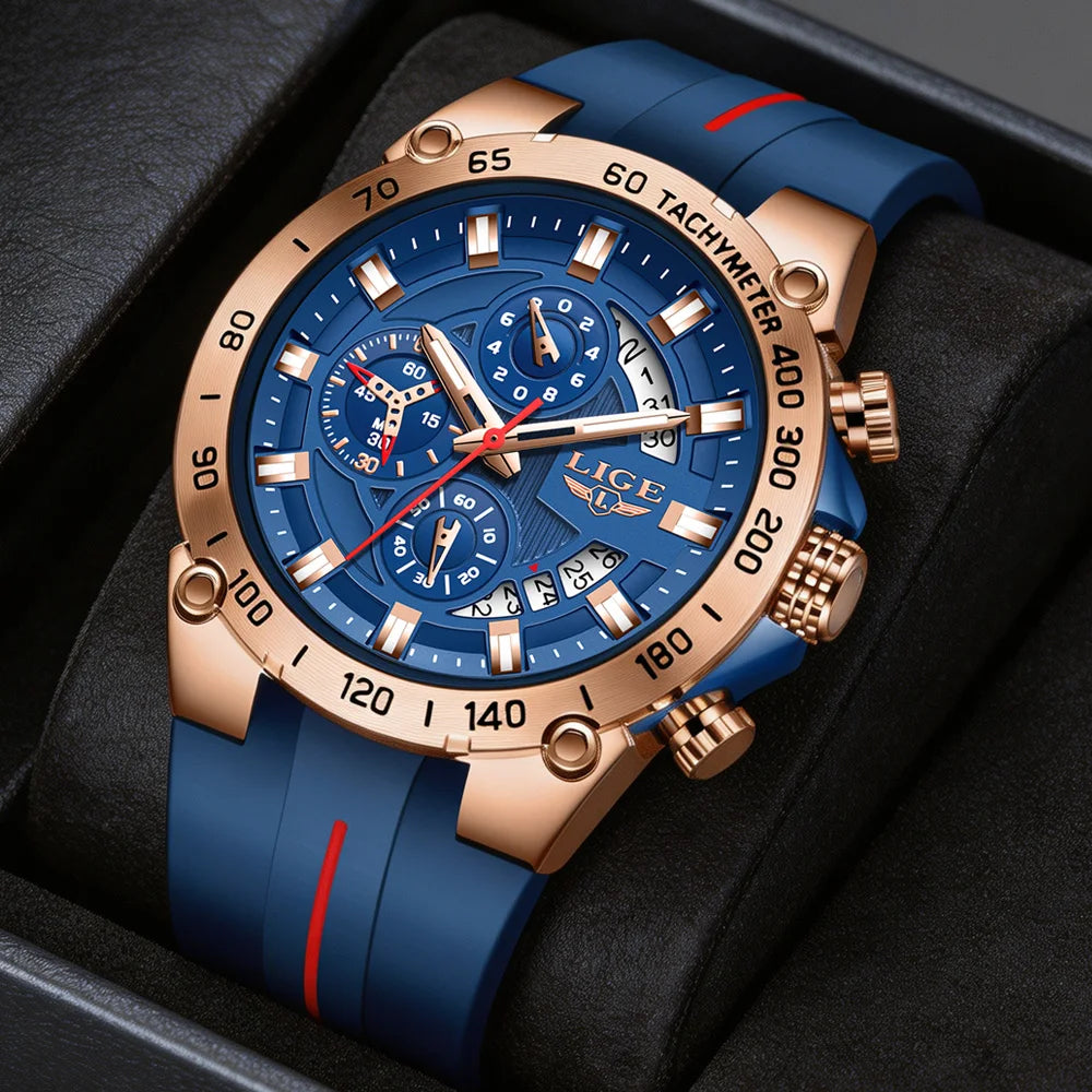 LIGE Men's Military Sports Chronograph Watch