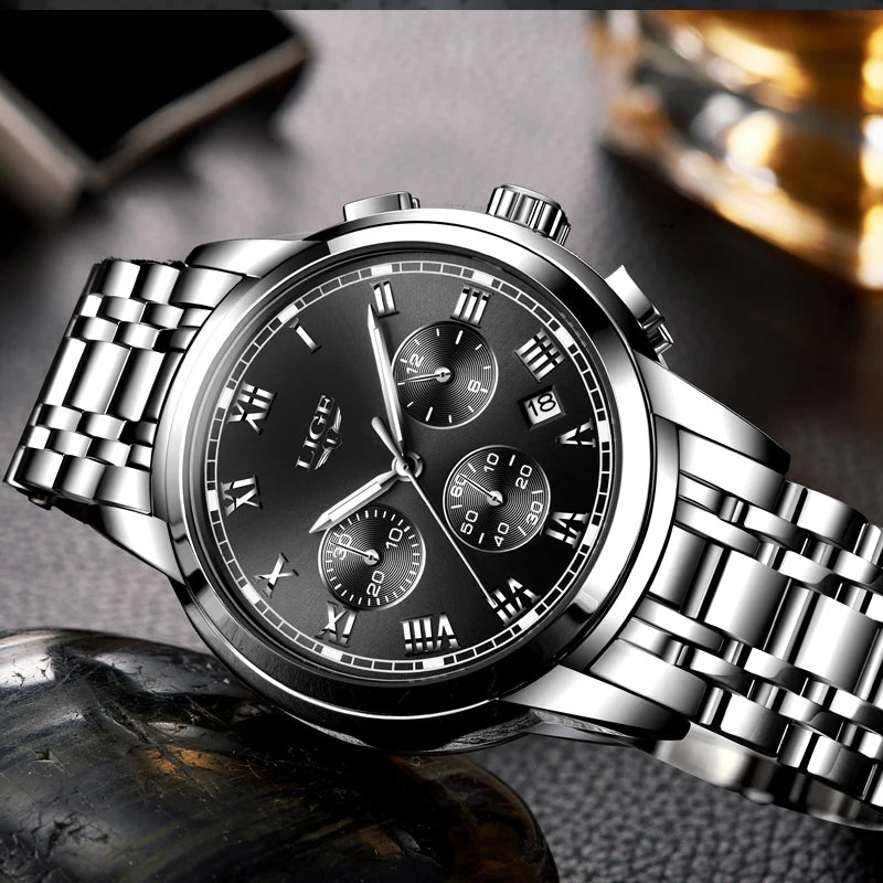 LIGE Men's Sport Chronograph Quartz Watch
