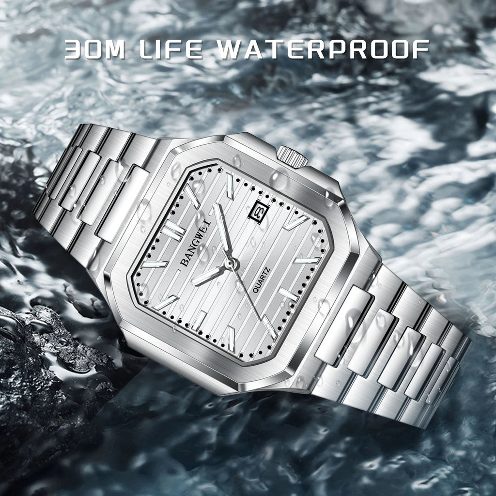BANGWEI™ Classic Business Quartz Watch – Stainless Steel Edition