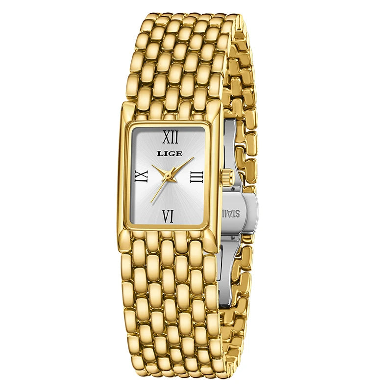 LIGE Women's Golden Steel Bracelet Watch