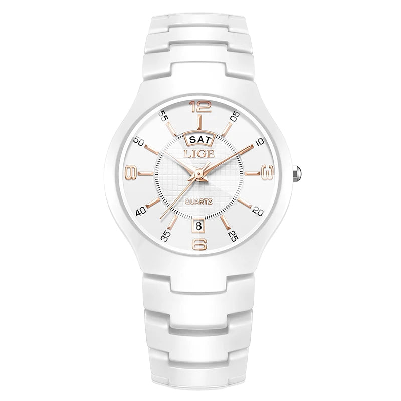 LIGE Elegant Ceramic Quartz Watch – Luxury Women’s Edition