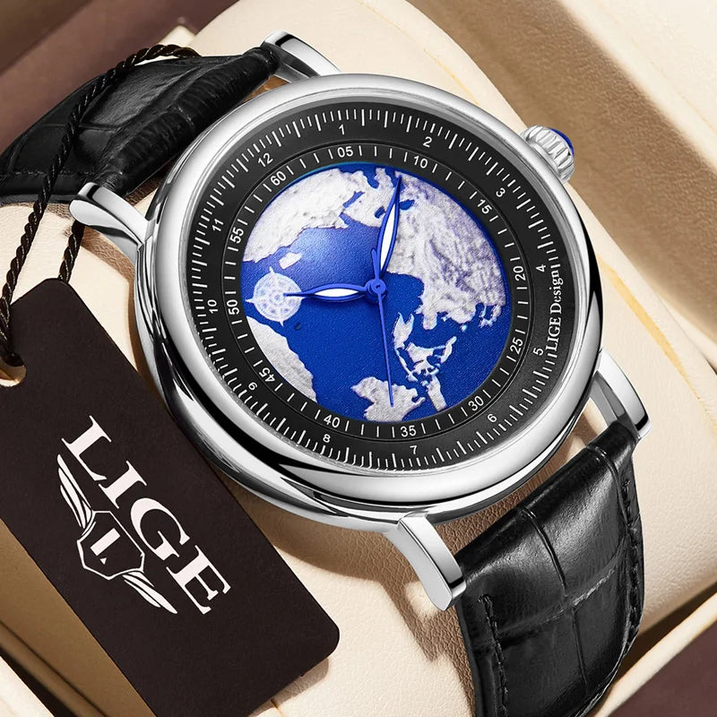 LIGE Blue Planet Creative Watch