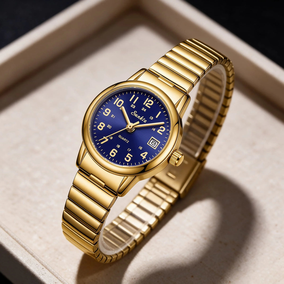 SUNKTA Women's Golden Stainless Steel Watch