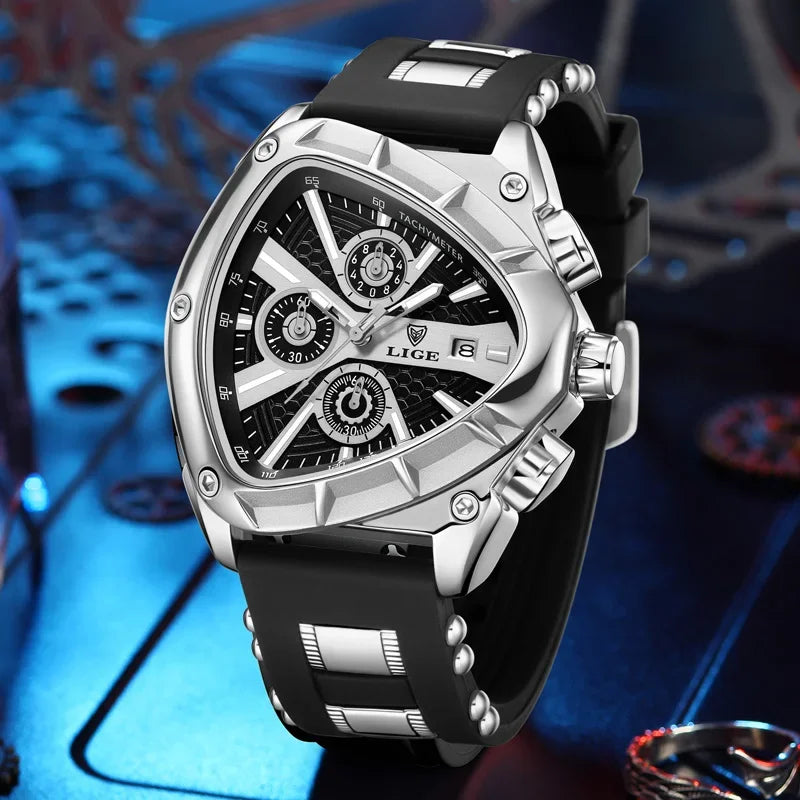 LIGE Men's Triangle Sports Chronograph Watch