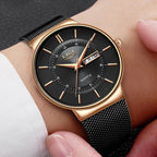 LIGE Men's Ultra Thin Steel Quartz Watch