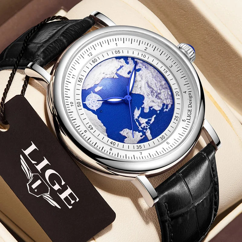 LIGE Blue Planet Creative Watch