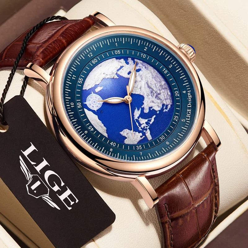 LIGE Blue Planet Creative Watch