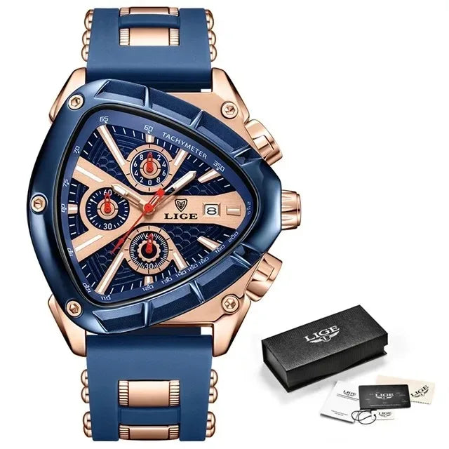 LIGE Men's Triangle Sports Chronograph Watch