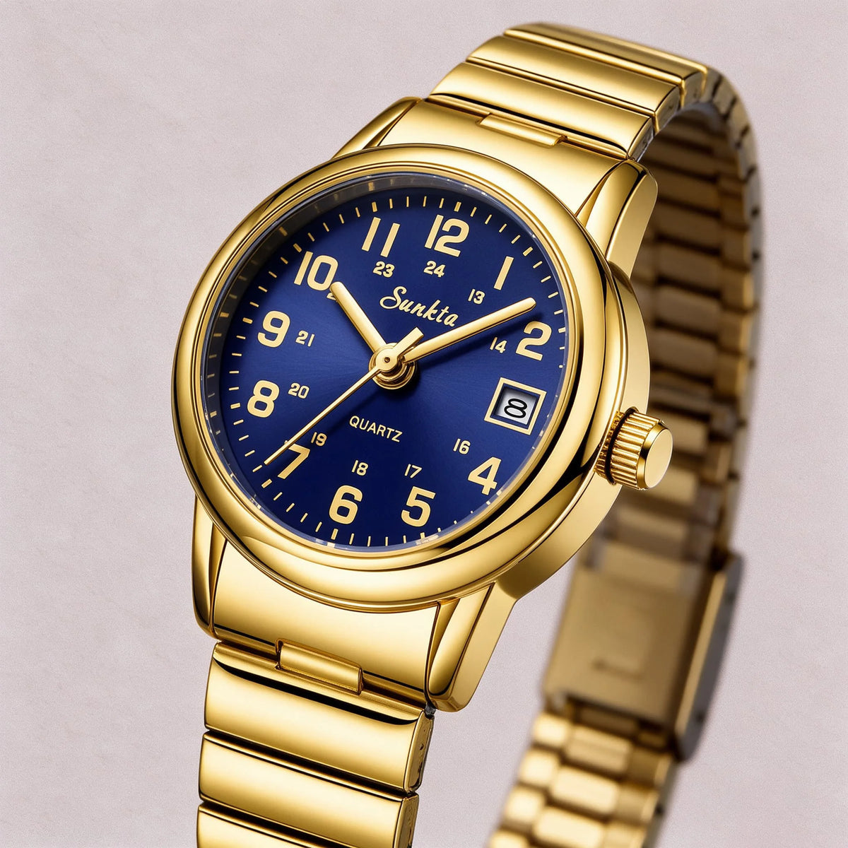 SUNKTA Women's Golden Stainless Steel Watch