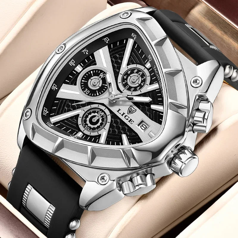 LIGE Men's Triangle Sports Chronograph Watch