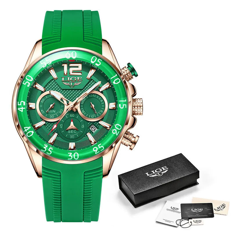 LIGE Men's Silicone Strap Chronograph Watch