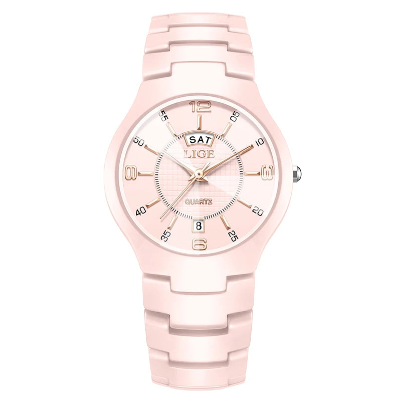 LIGE Elegant Ceramic Quartz Watch – Luxury Women’s Edition