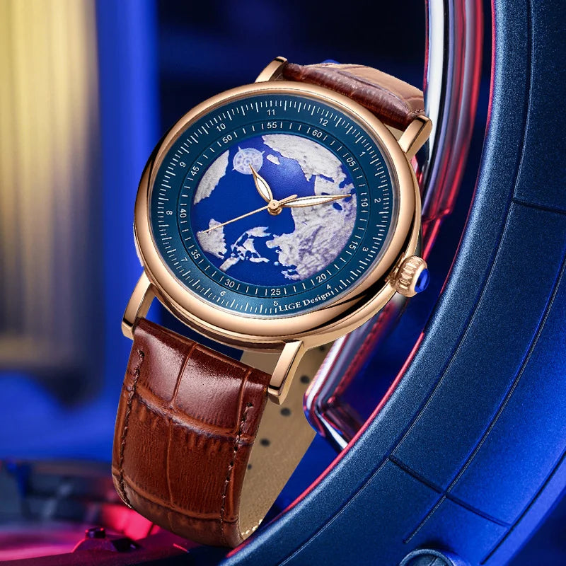 LIGE Blue Planet Creative Watch