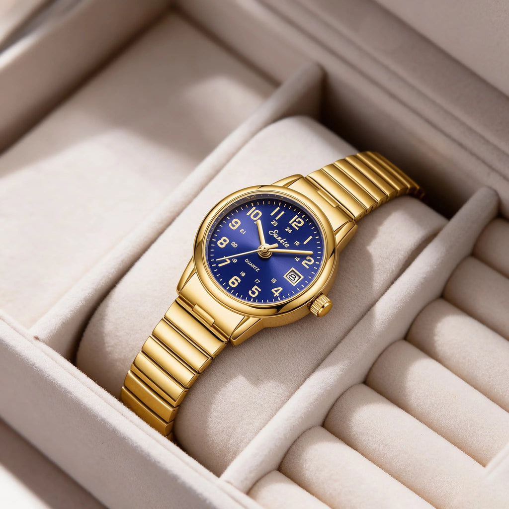 SUNKTA Women's Golden Stainless Steel Watch