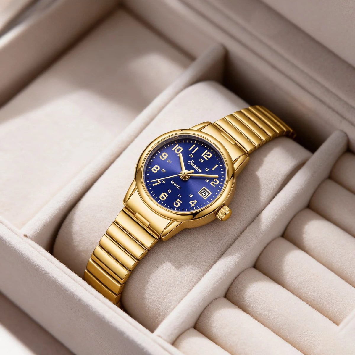 SUNKTA Women's Golden Stainless Steel Watch