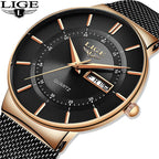 LIGE Men's Ultra Thin Steel Quartz Watch