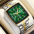LIGE Men's Square Luminous Chronograph Watch