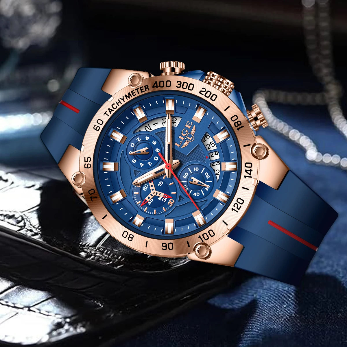 LIGE Men's Military Sports Chronograph Watch