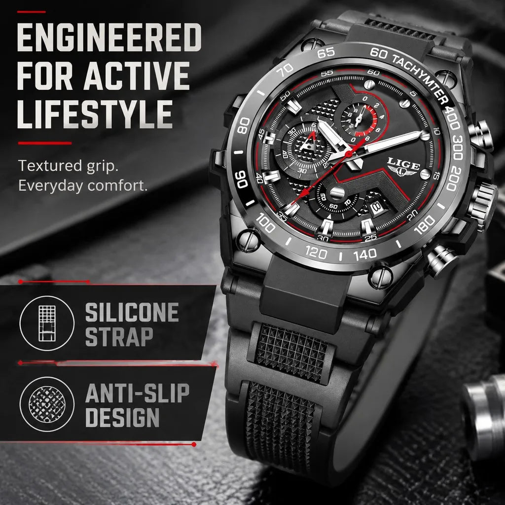 LIGE Tactical Sports Chronograph Watch