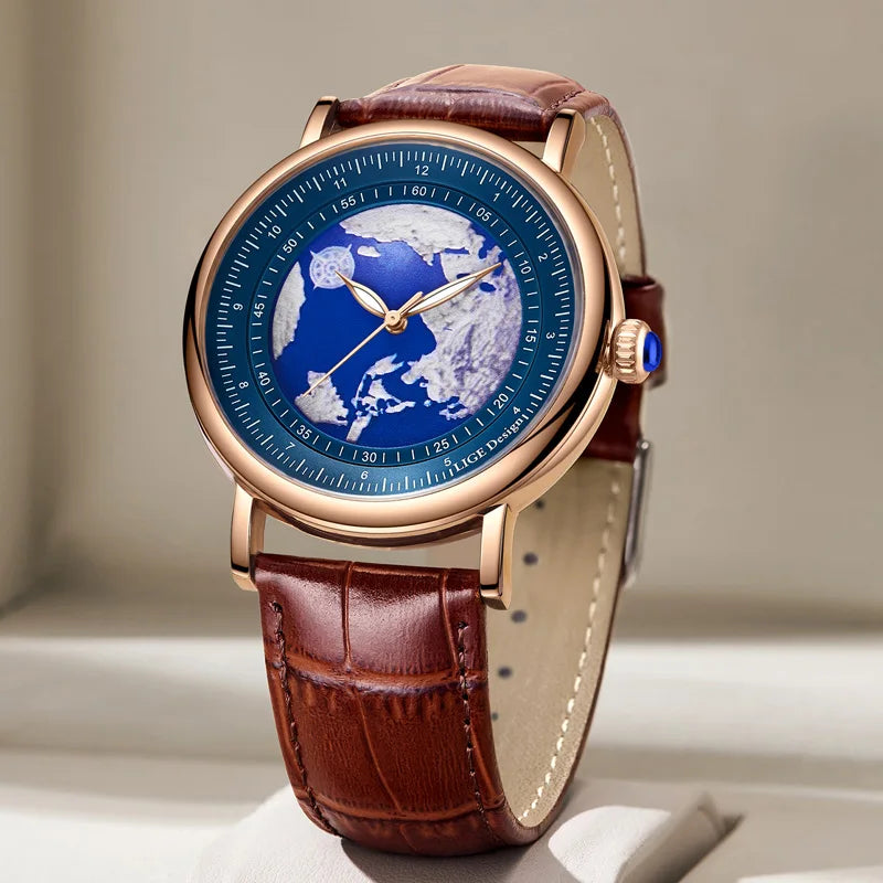 LIGE Blue Planet Creative Watch