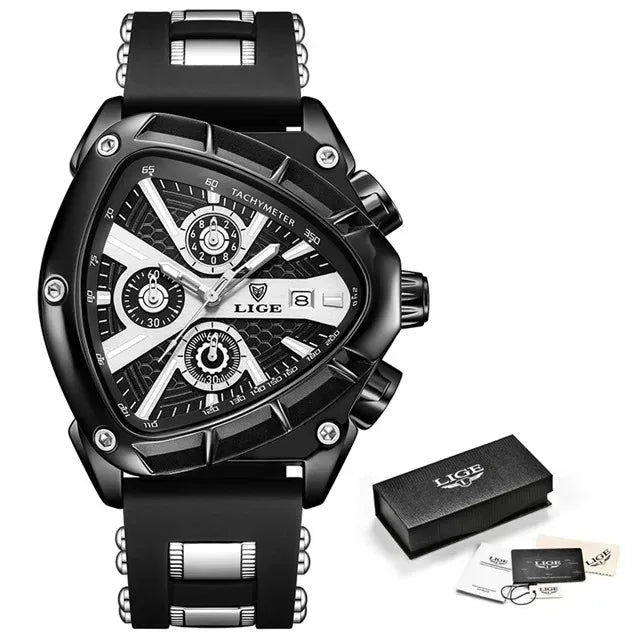 LIGE Men's Triangle Sports Chronograph Watch