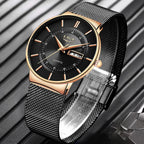 LIGE Men's Ultra Thin Steel Quartz Watch
