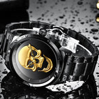 LIGE Skull Head Luxury Quartz Watch – Stainless Steel Punk Edition for Men
