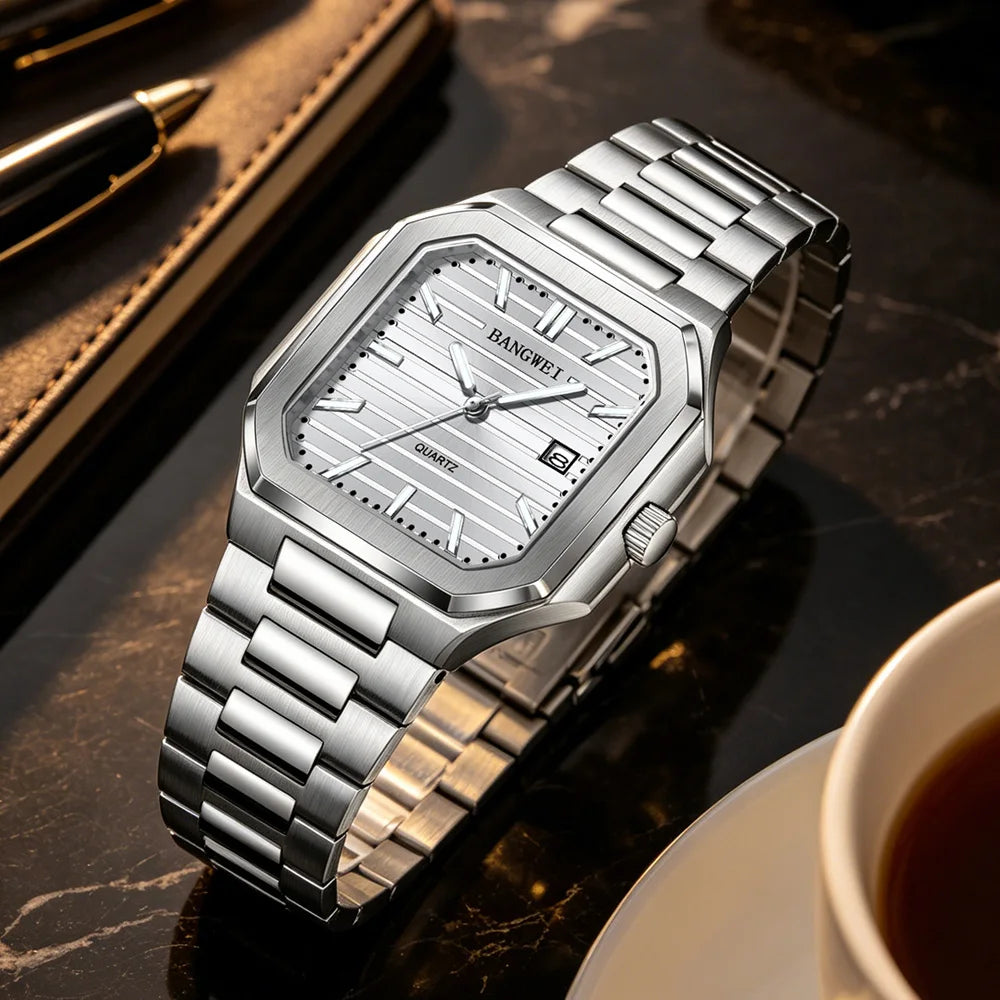 BANGWEI™ Classic Business Quartz Watch – Stainless Steel Edition