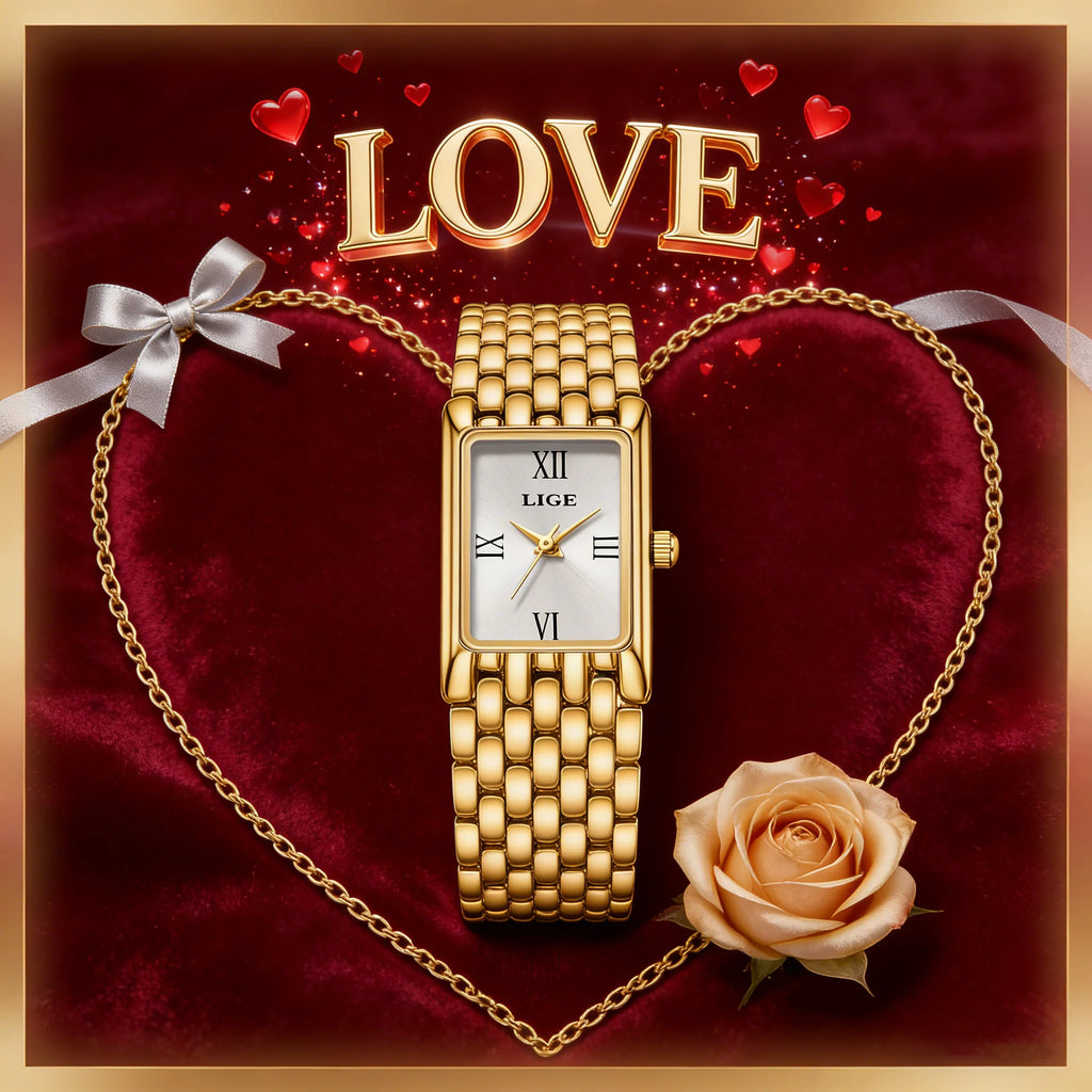 LIGE Women's Golden Steel Bracelet Watch