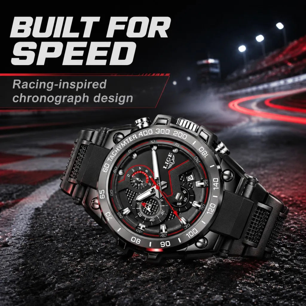 LIGE Tactical Sports Chronograph Watch