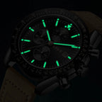LIGE Men's Military Leather Sports Watch