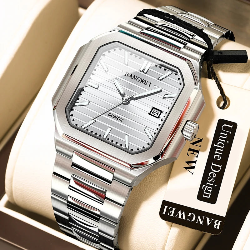 BANGWEI™ Classic Business Quartz Watch – Stainless Steel Edition