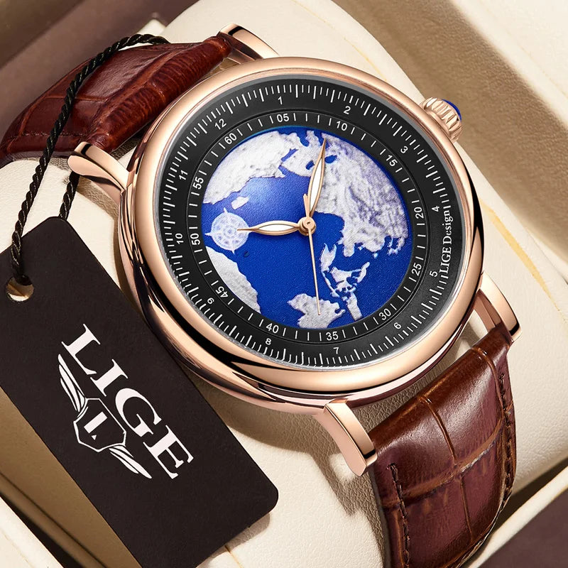 LIGE Blue Planet Creative Watch