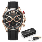 LIGE Men's Silicone Strap Chronograph Watch