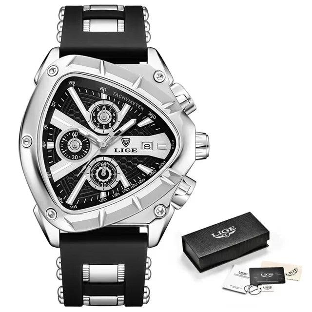 LIGE Men's Triangle Sports Chronograph Watch