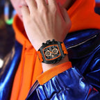 LIGE Men's Orange Sports Chronograph Watch